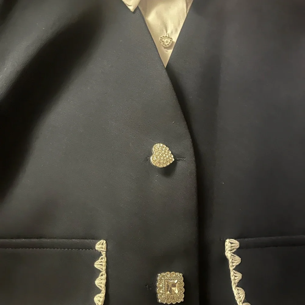 LINE Cropped Straight Cut Navy Blazer Shirt Top in Size M - Picture 6 of 6